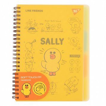 Нотатник YES Line Friends. Sally А5 80 аркушів софт-тач пласт. обкладинка подвійна cпіраль 765736 фото