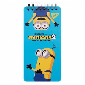 Записна книга блокнот YES Minions 80х160 мм 60 аркушів лінія карт. обкладинка подвійна cпіраль (151768) 151768 фото