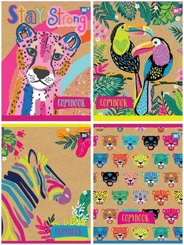 Зошит в клітку 18 л Yes "Rainbow animal" крафт, білила А5 мікс 4 дизайну (765083) 765083 фото