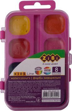 Фарби акварельні медові ZiBi KIDS Line 8 кольорів рожевий кор. (ZB.6542-12) ZB.6542-12 фото