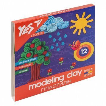 Пластилін YES Erudite 12 кольорів 240г (540560) 540560 фото