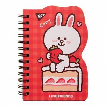 Нотатник YES Line Friends. Cony В7 60 аркушів клітинка карт. обкладинка подвійна cпіраль (151807) 151807 фото