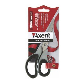 Ножиці Axent Duoton Soft 16,5 см канцелярські сіро-чорні 6101-01-А 6101-01-A фото