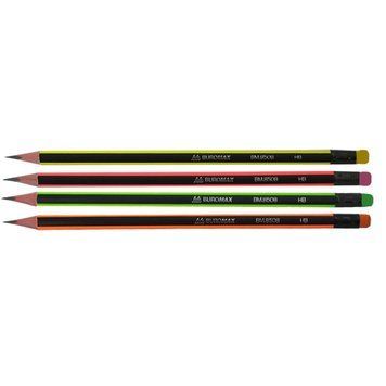 Олівець графітовий Buromax NEON HB з гумкою мікс 4 диз (BM.8508) BM.8508 фото