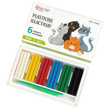 Пластилін ROSA Kids Cats 6 кольорів 96г (4823098541585) 4823098541585 фото