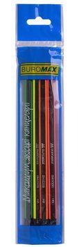 Олівець графітовий Buromax NEON LINE HB з гумкою 4 шт. у блістері (BM.8508-4) BM.8508-4 фото