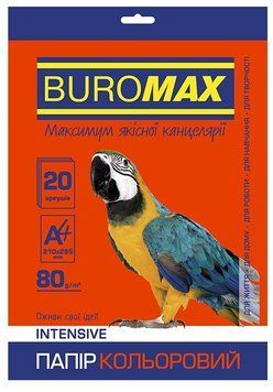Кольоровий папір Buromax INTENSIV А4 80г/м2 5кол. 20л. (BM.2721320-99) BM.2721320-99 фото