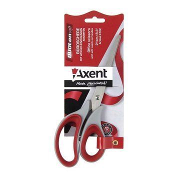 Ножиці Axent Duoton Soft 16,5 см канцелярські сіро-червоні 6101-06-А 6101-06-A фото
