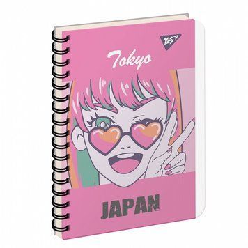 Записна книга блокнот YES Japan Tokyo В6 144 аркушів клітинка пласт. обкладинка подвійна cпіраль (681892) 681892 фото