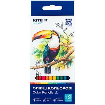 Олівці кольорові тригранні Kite Classic 12 кольорів (K-053) K-053 фото